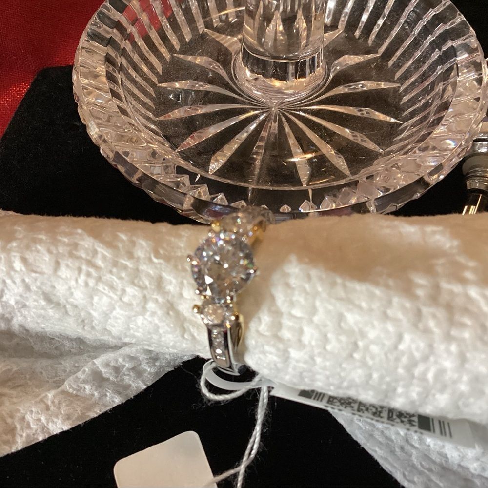 NWT. Sterling Silver and 14K Gold Over Silver Size 11 Diamond Stimulant Ring
